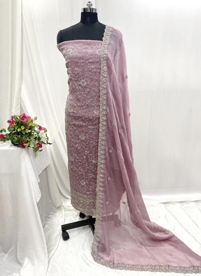 Chiffon Lilac Wedding Wear Hand Work Salwar Suit